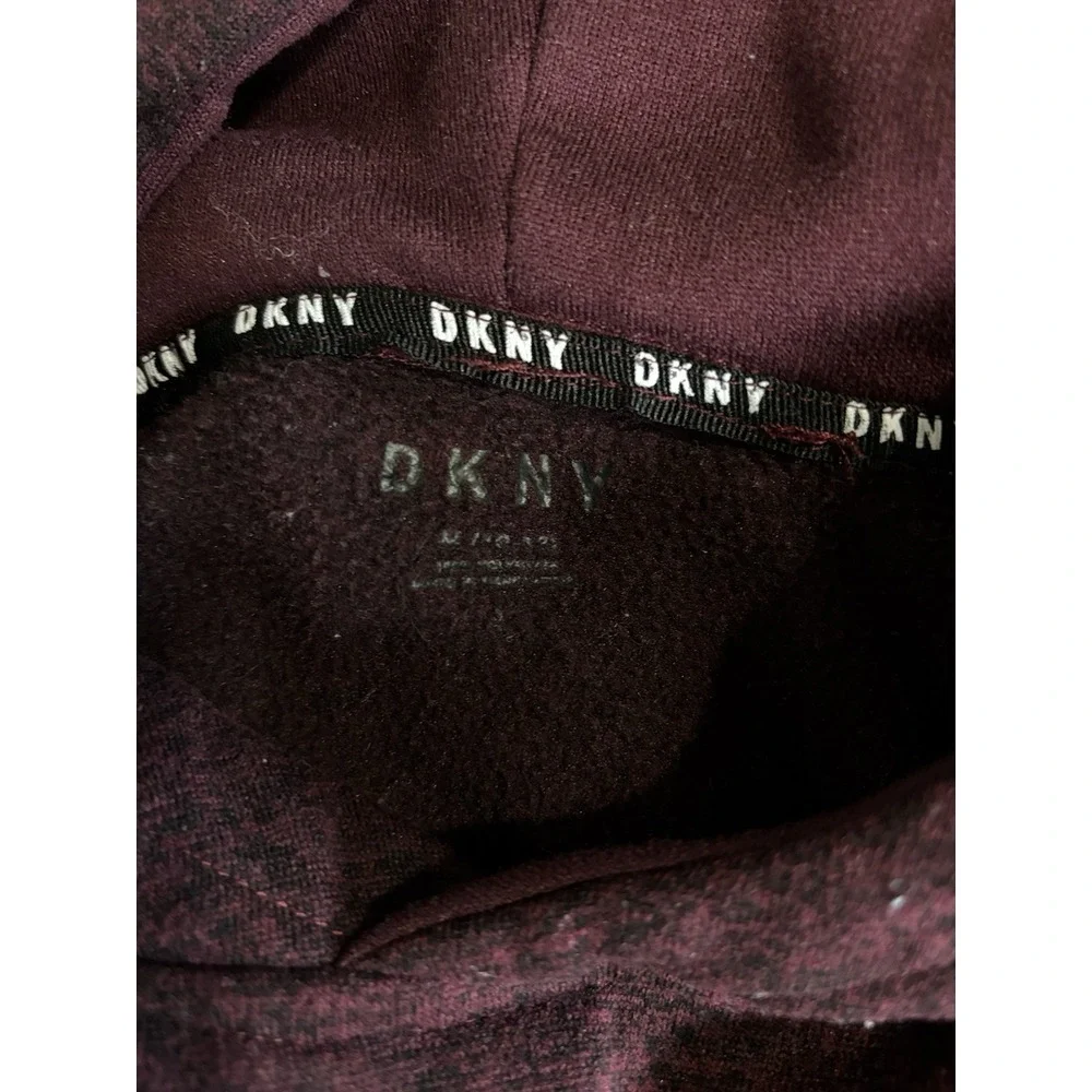DKNY‎ Burgundy Hoodie Sweatshirt Size M Long Sleeve Kangaroo Pocket Logo